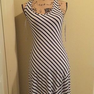 Black white striped maxi dress